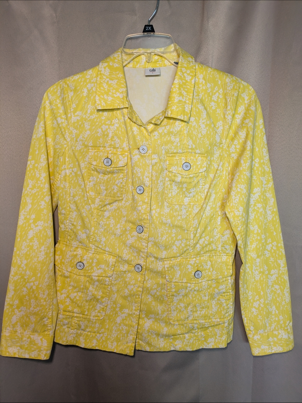 CAbi Field Of Daisies Sunny Yellow Button-Front Trench Jacket